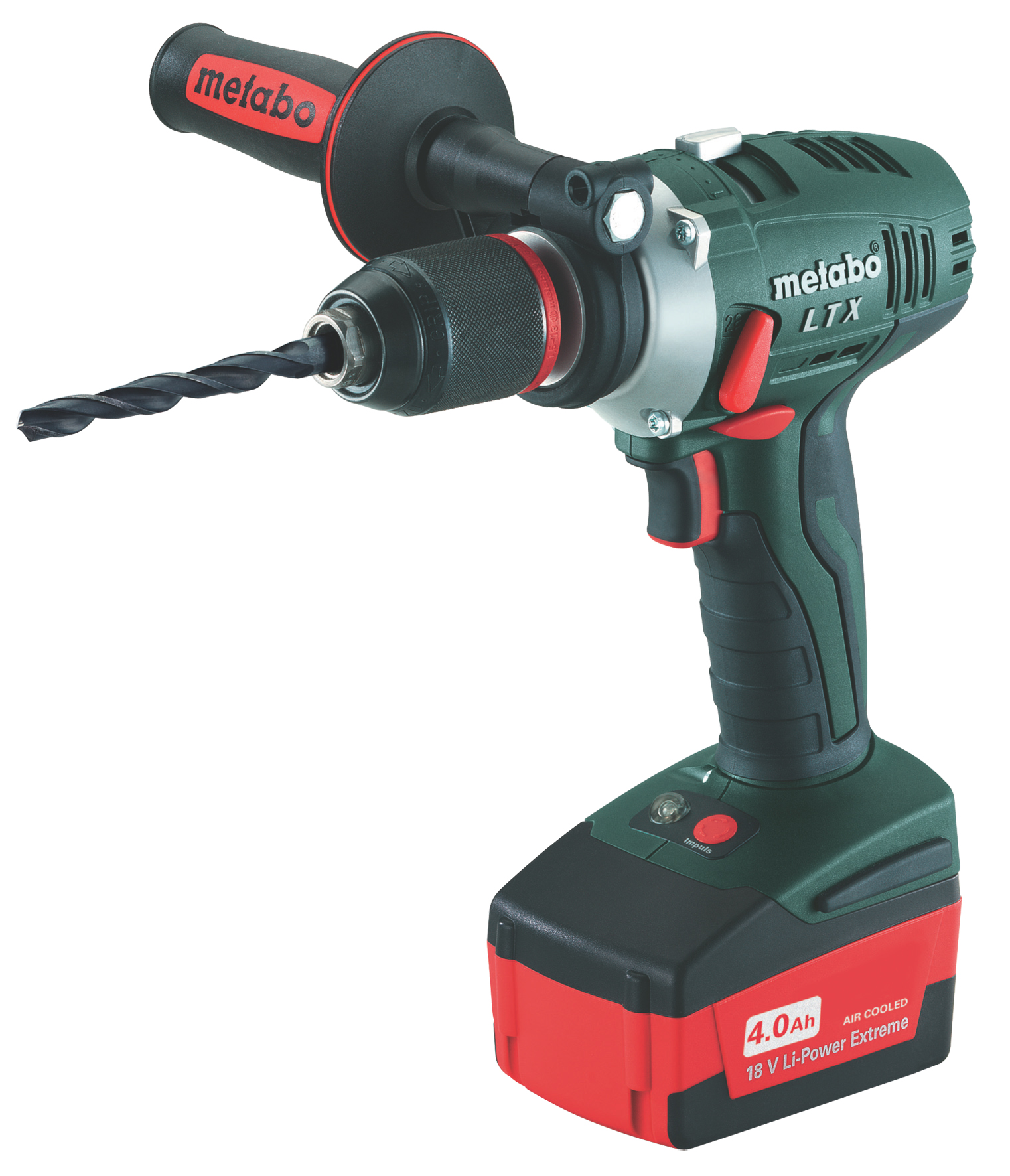 Увеличенная фотография Аккумуляторный набор Metabo BS 18 LTX + SB 18 LTX + 3 аккумулятора 4,0 Ач + ЗУ ASC 30 + сумка + фонарь ULA 14.4-18